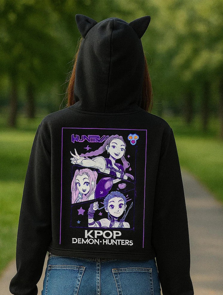 Blusa curta com Capuz KPop Huntrix