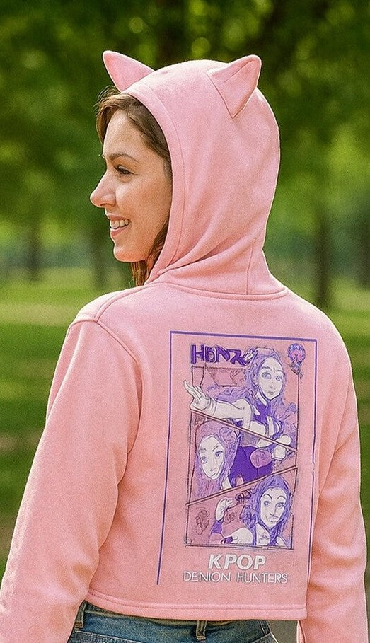 Blusa curta com Capuz KPop Huntrix