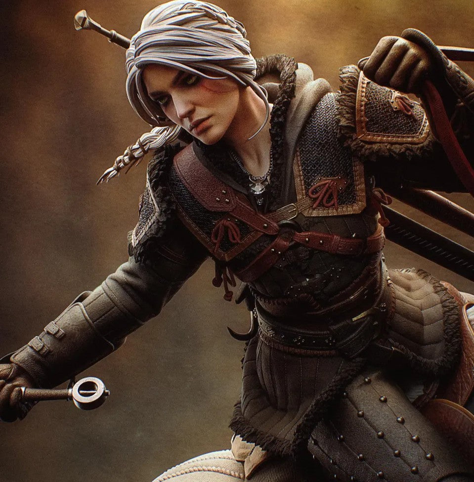 Estátua Colecionador - Ciri vs Manticore