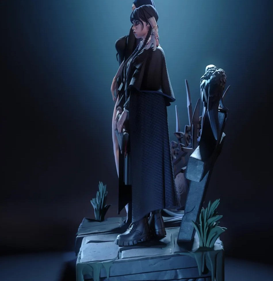 Estátua Colecionador - Wednesday & Morticia - A Família Addams