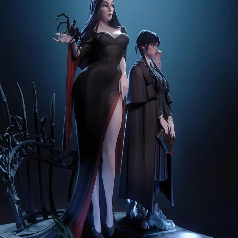 Estátua Colecionador - Wednesday & Morticia - A Família Addams